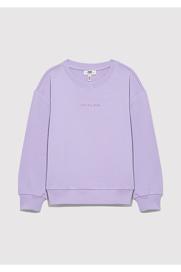 Organik Pamuklu Mor Basic Sweatshirt 7S10043-70529 - 2
