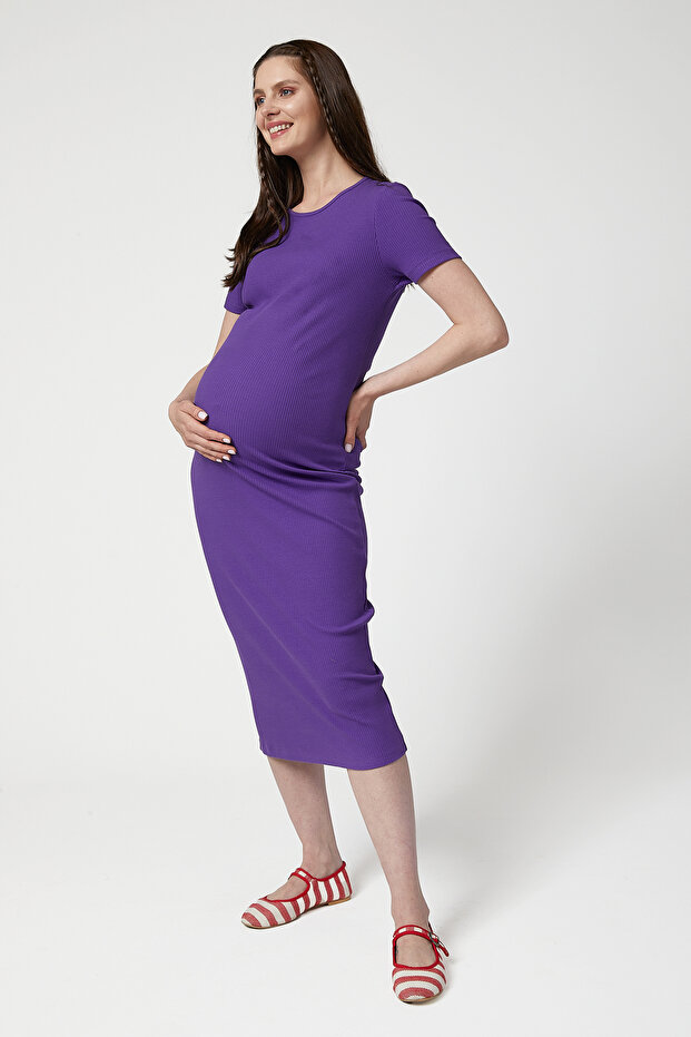 Camille Hamile Elbise Mor - 3