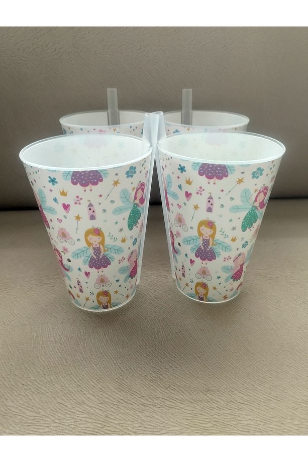 PİPETLİ BARDAK 400 ML X 4 AD KIZ ÇOÇUK FİGÜRLÜ - 4