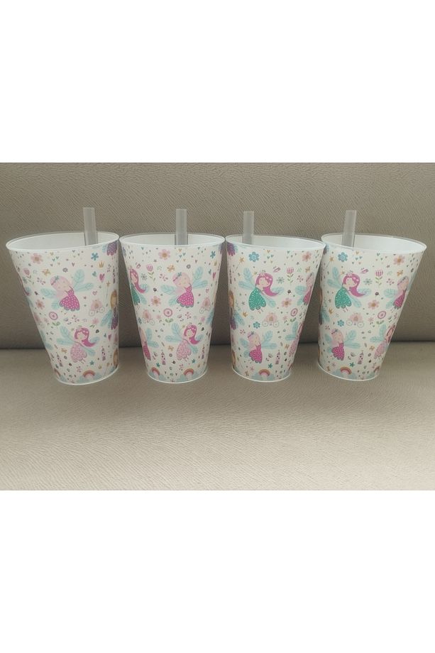 PİPETLİ BARDAK 400 ML X 4 AD KIZ ÇOÇUK FİGÜRLÜ - 5