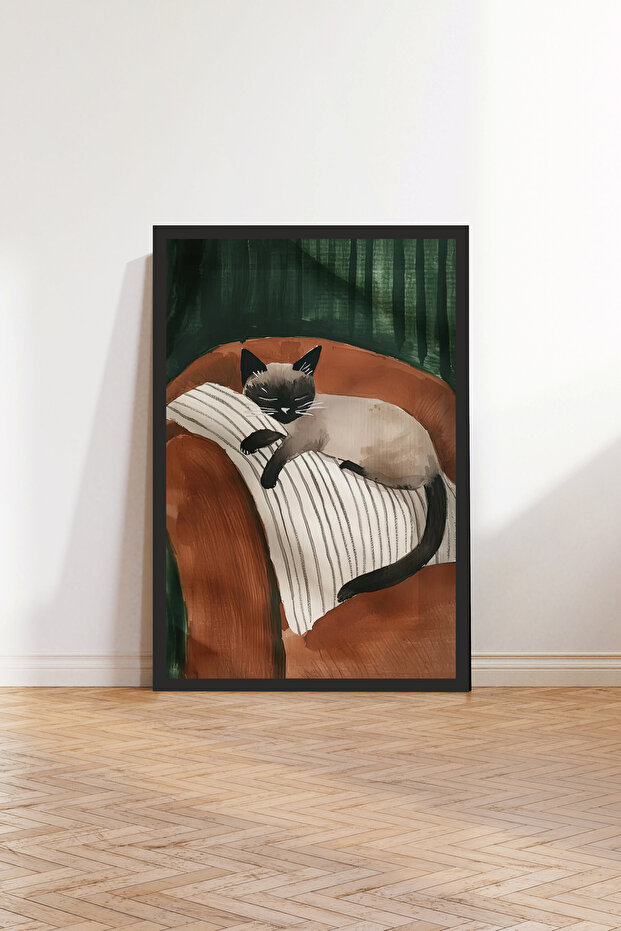 Kedi tasarımlı Çerçeve Görünümlü Mdf Tablo - 1
