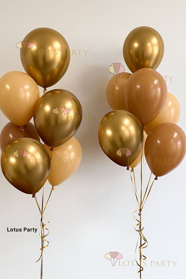 20 Pieces - Chrome Gold - Salmon and Light Brown Balloon Set