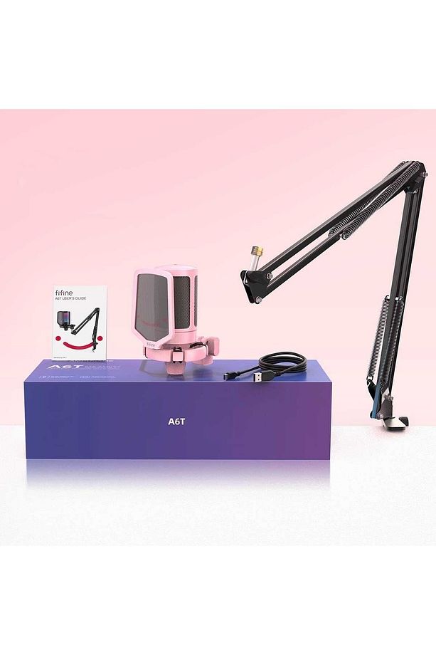 Ampligame A6t-p Youtuber - Gamer - Tiktok - Yayıncı Usb Mikrofon Seti Pembe - 6