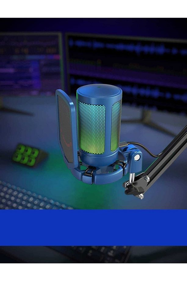 A6v-b - Usb Condenser Rgb Mıkrofon Mavi - 6