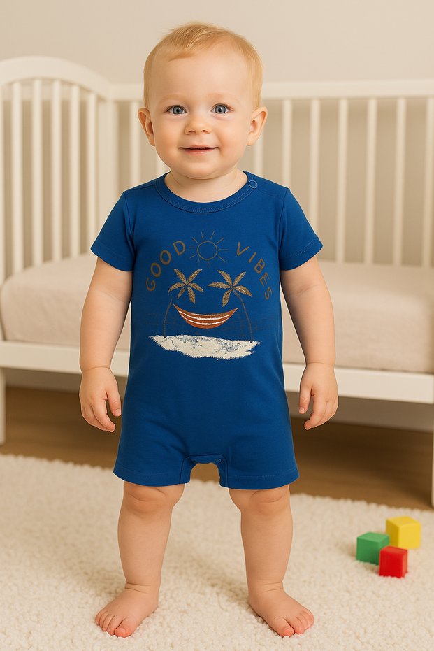Girl Boy Baby Short Jumpsuit Barbatöz Soft 100% Cotton Fabric Summer Themed 6 Months - 24 Months