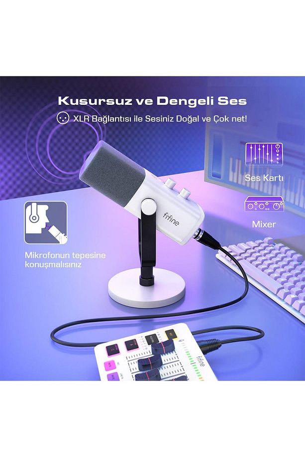 Am8-w Xlr/usb Rgb Dınamık Mıkrofon Beyaz - 7