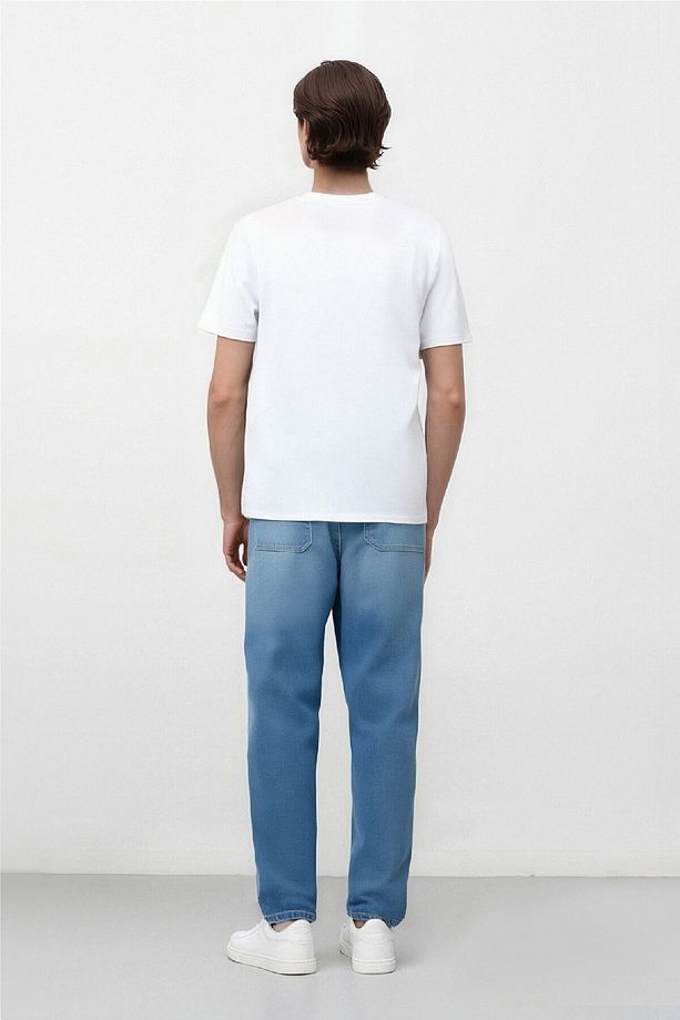 %100 Pamuk Balloon Fit Bol Kalıp Yüksek Bel Normal Paça Jean Pantolon E4730ax25sp - 5