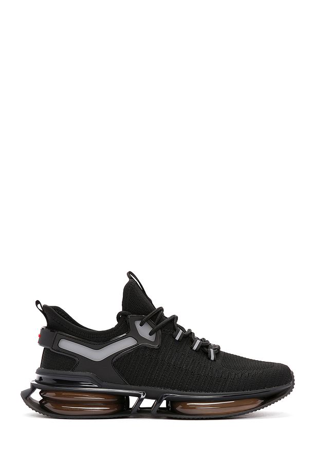 Zero Erkek Siyah Bağcıklı Kalın Tabanlı Kumaş Sneaker 25sfd69116f - 1