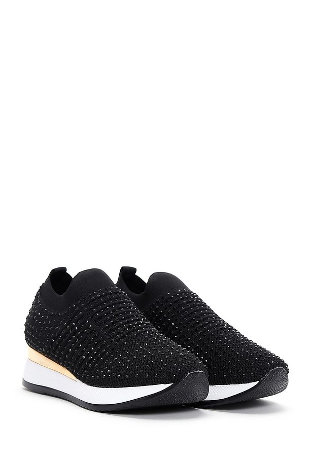 Zero Kadın Siyah Kalın Tabanlı Taşlı Sneaker 25sfd43006f - 3