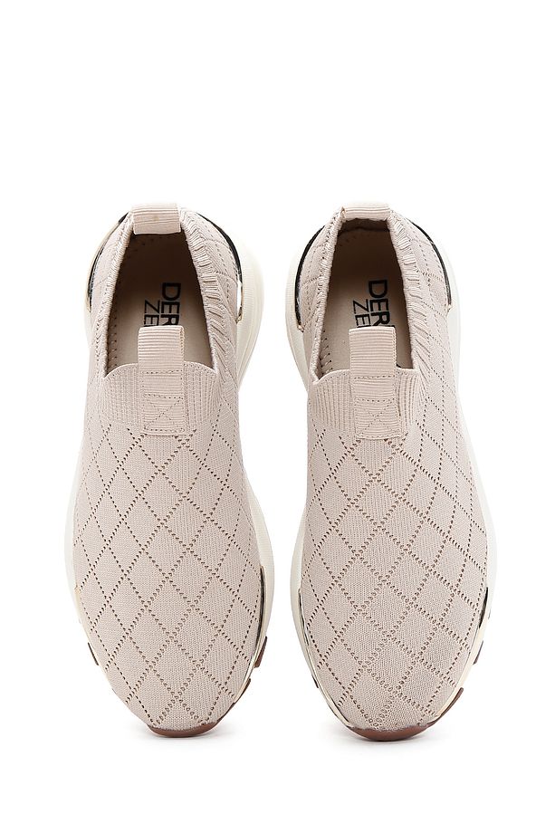 Zero Kadın Bej Desenli Kalın Tabanlı Sneaker 25sfd43036f - 6