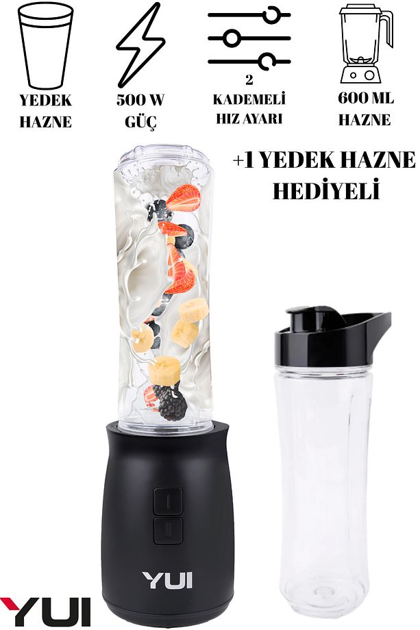 M19 500w Kişisel Smoothie Blender Siyah 1 Adet Yedek Şişe - 1