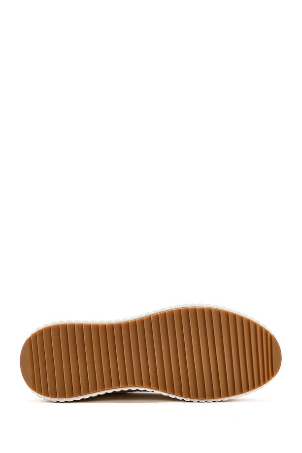 Kadın Bej Bağcıklı Kalın Tabanlı Örgülü Sneaker 25SFD430914 - 4