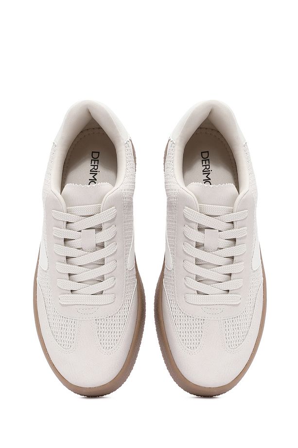 Kadın Bej Bağcıklı Kalın Tabanlı Sneaker 25SFD430514 - 8