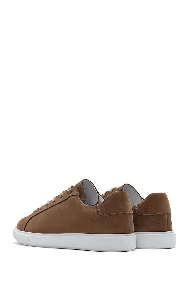 Erkek Vizon Bağcıklı Nubuk Deri Sneaker 25SFD7071V3 - 5