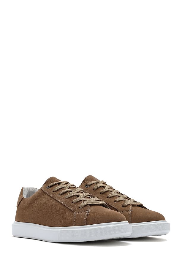 Erkek Vizon Bağcıklı Nubuk Deri Sneaker 25SFD7071V3 - 3