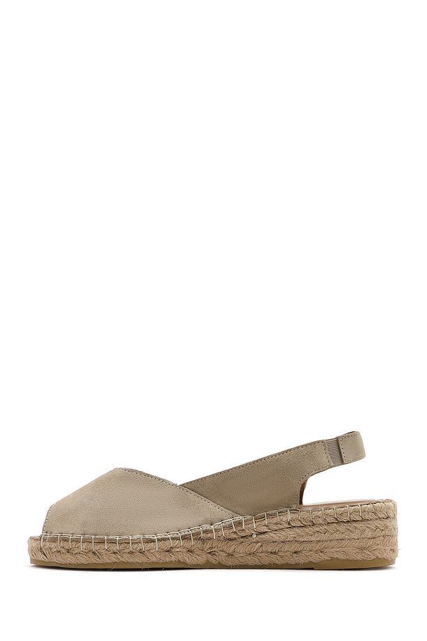 Kadın Bej Süet Espadril Sandalet 25SFD206710 - 2