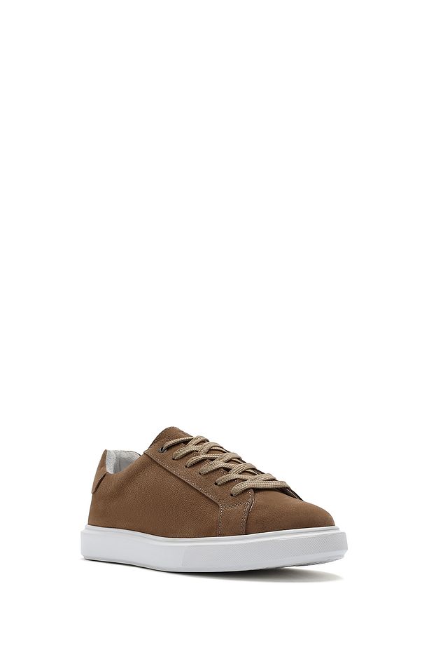 Erkek Vizon Bağcıklı Nubuk Deri Sneaker 25SFD7071V3 - 6