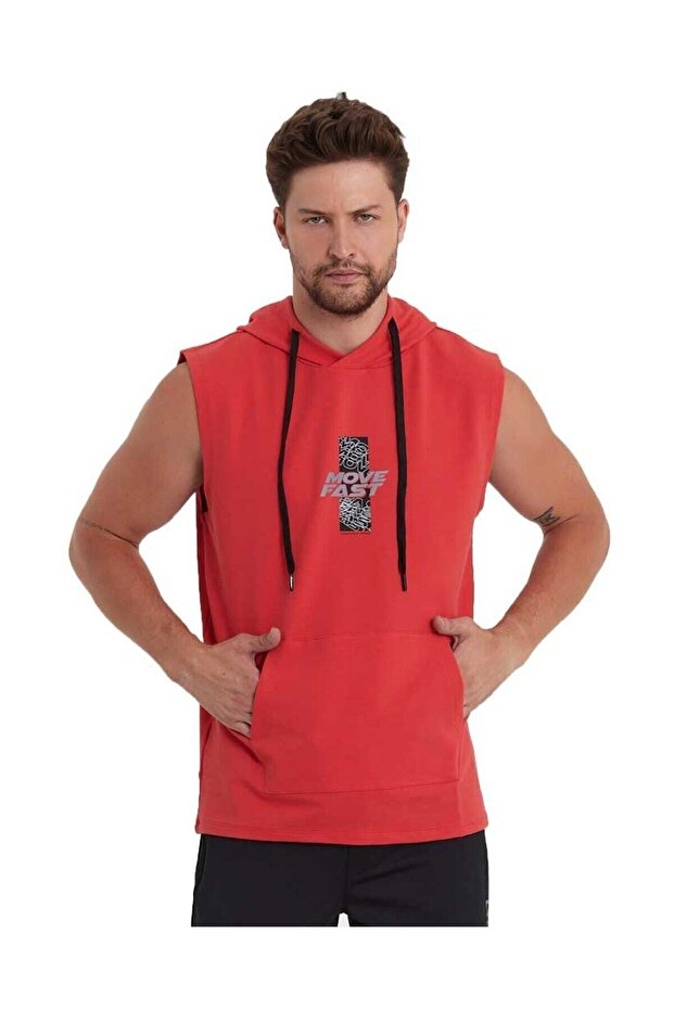 Men's Hooded Kangaroo Pocket Sleeveless Sweatshirt