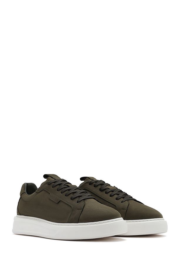 Erkek Haki Bağcıklı Nubuk Deri Sneaker 25SFD6104V3 - 3
