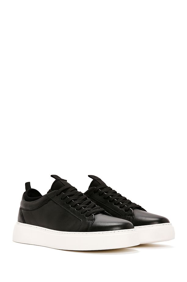 Erkek Siyah Bağcıklı Deri Sneaker 25SFD610318 - 3