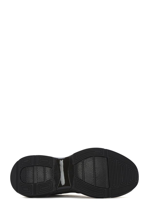 Erkek Siyah Bağcıklı Kalın Tabanlı Kumaş Sneaker 25SFD69416F - 4