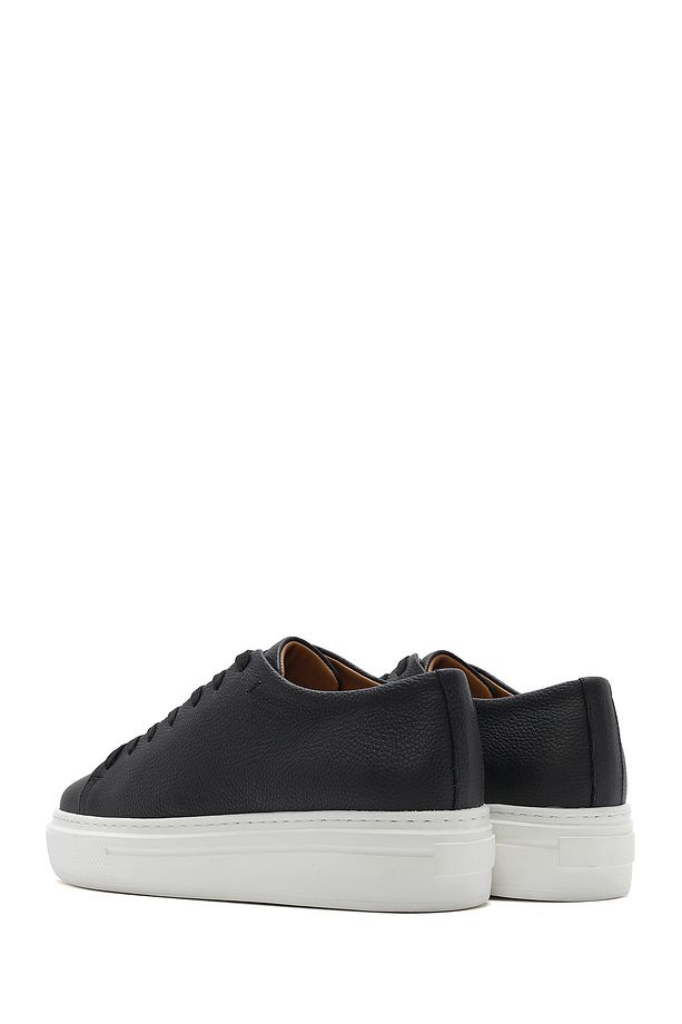 Erkek Siyah Bağcıklı Kalın Tabanlı Deri Sneaker 25SFD6107FT - 5