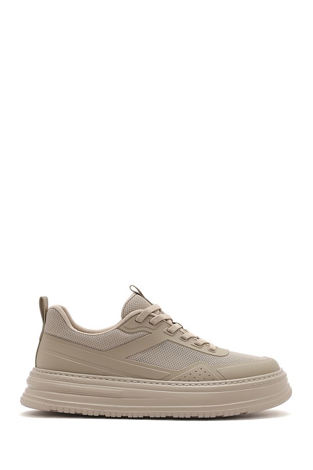 Erkek Bej Bağcıklı Kalın Tabanlı Sneaker 25SFD69366F - 1