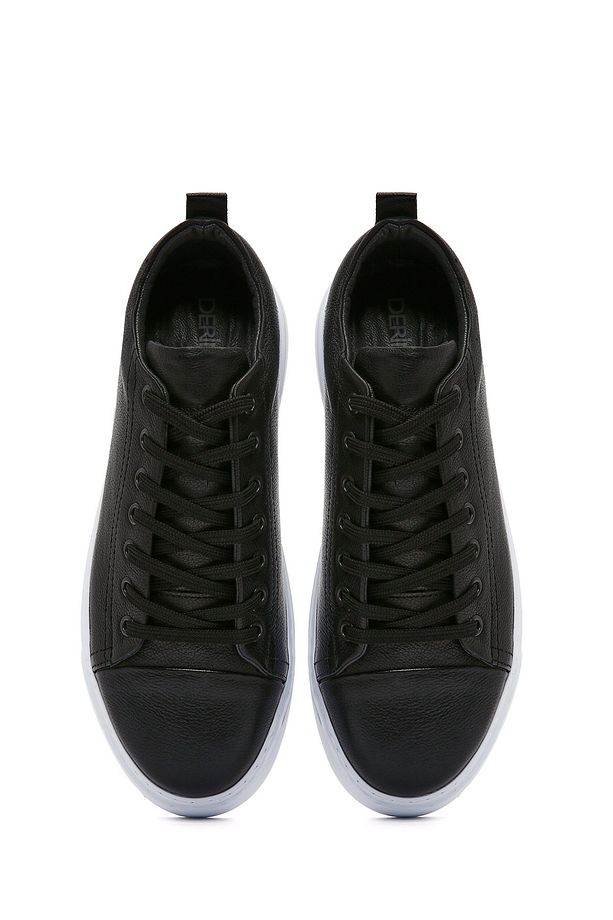 Erkek Siyah Kalın Tabanlı Bağcıklı Deri Sneaker 25SFD752116 - 7