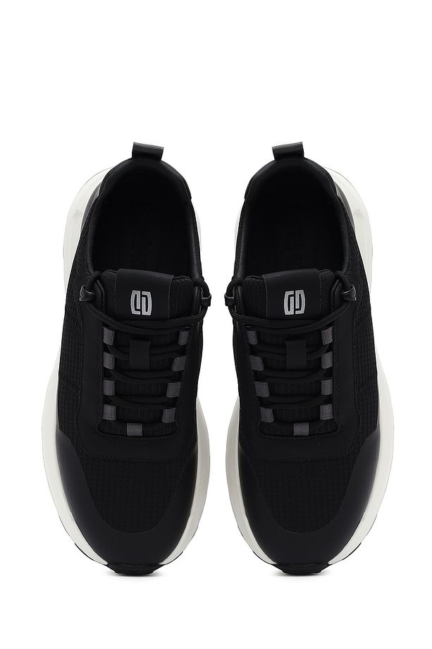 Erkek Siyah Bağcıklı Kalın Tabanlı Deri Sneaker 25SFD69536F - 7
