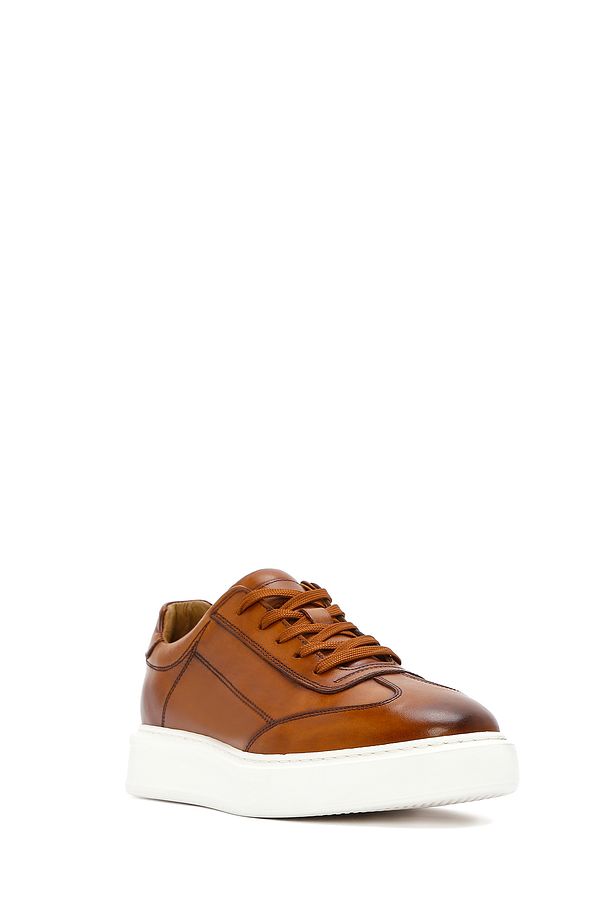 Erkek Taba Kalın Tabanlı Bağcıklı Deri Sneaker 25SFD610818 - 6