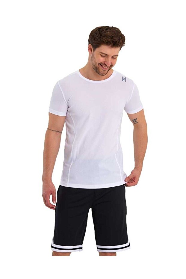 Erkek Polyester Beyaz Şeritli Basketbol Şort - 5