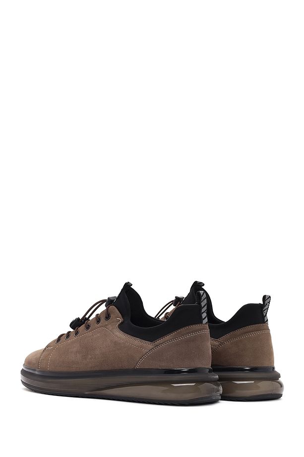 Erkek Vizon Bağcıklı Kalın Tabanlı Süet Deri Casual Sneaker 25sfd640810 - 5