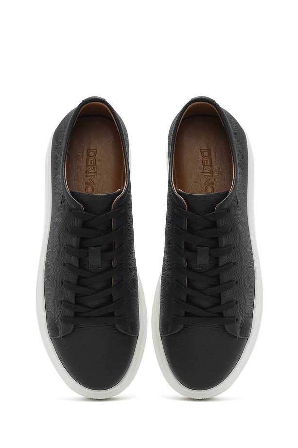 Erkek Siyah Bağcıklı Kalın Tabanlı Deri Sneaker 25SFD6107FT - 7