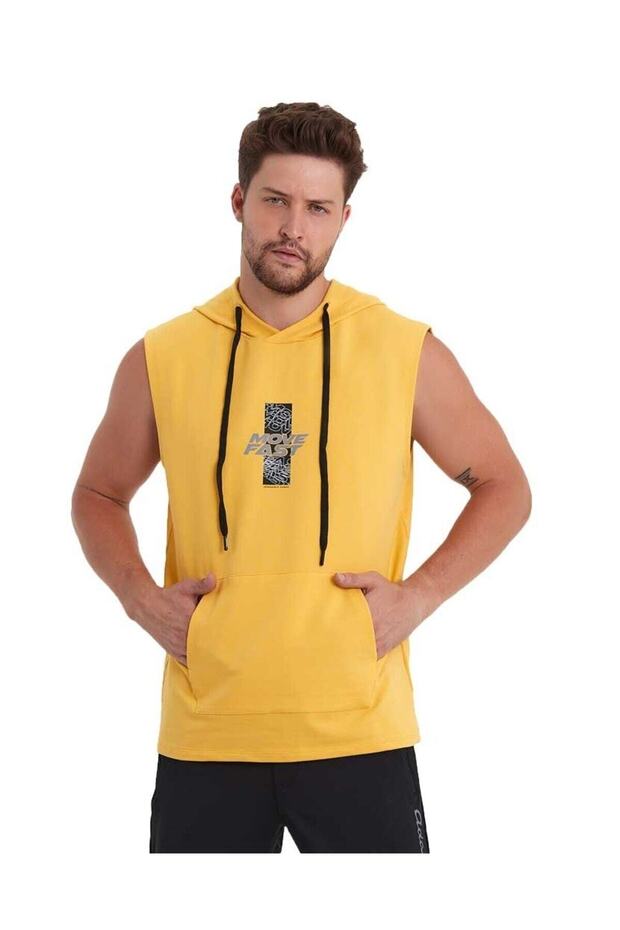 Men's Hooded Kangaroo Pocket Sleeveless Sweatshirt