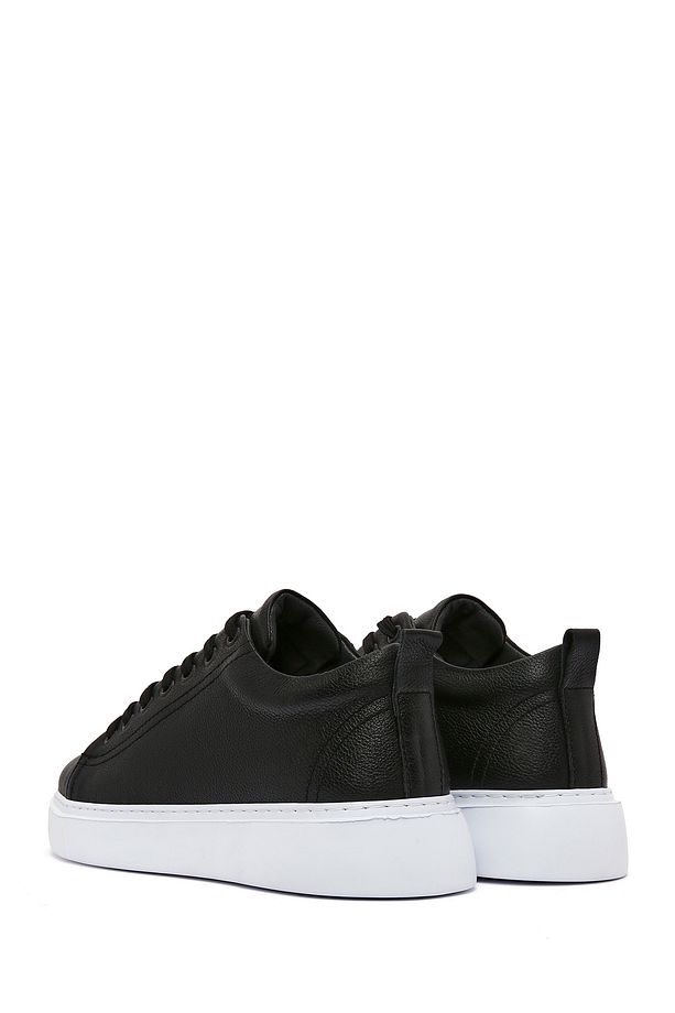 Erkek Siyah Kalın Tabanlı Bağcıklı Deri Sneaker 25SFD752116 - 5