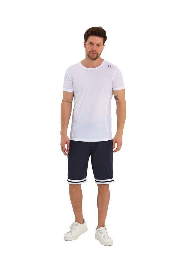Erkek Polyester Beyaz Şeritli Basketbol Şort - 1