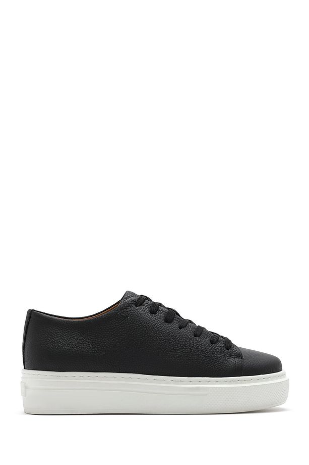 Erkek Siyah Bağcıklı Kalın Tabanlı Deri Sneaker 25SFD6107FT - 1