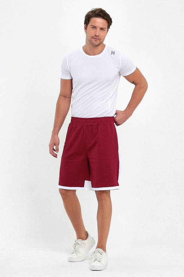 File Şeritli Polyester Erkek Spor Şort - 5
