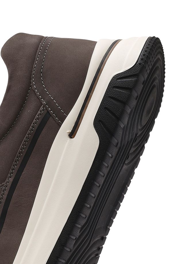 Erkek Gri Bağcıklı Kalın Tabanlı Nubuk Deri Sneaker 25SFD6935V3 - 8