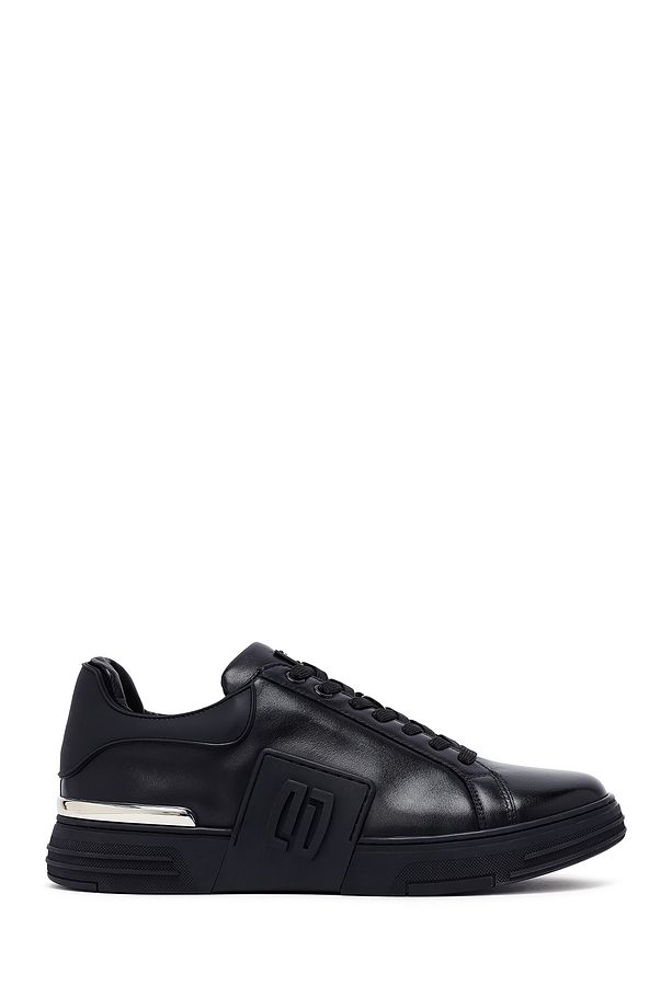 Erkek Siyah Bağcıklı Kalın Tabanlı Deri Sneaker 25SFD694318 - 1