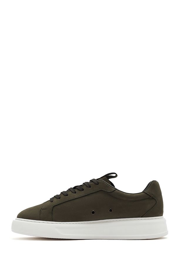 Erkek Haki Bağcıklı Nubuk Deri Sneaker 25SFD6104V3 - 2