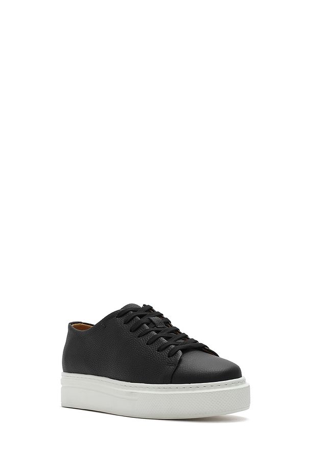 Erkek Siyah Bağcıklı Kalın Tabanlı Deri Sneaker 25SFD6107FT - 6