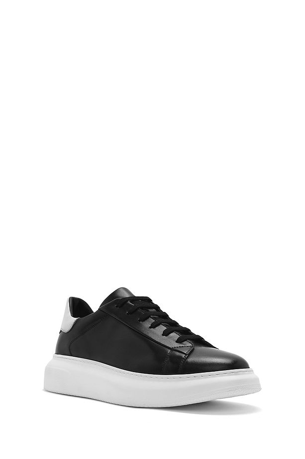 Erkek Siyah Bağcıklı Kalın Tabanlı Deri Sneaker 25SFD740518 - 7