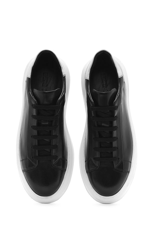 Erkek Siyah Bağcıklı Kalın Tabanlı Deri Sneaker 25SFD740518 - 8