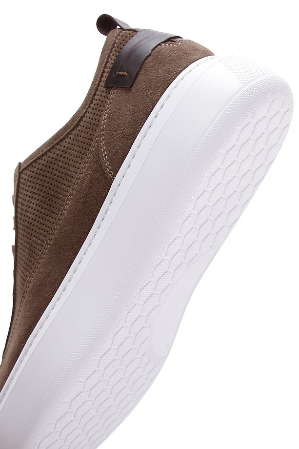 Erkek Vizon Bağcıklı Kalın Tabanlı Süet Deri Sneaker 25SFD740310 - 8
