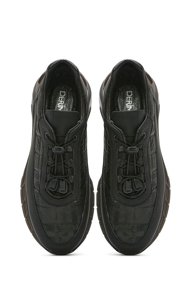 Erkek Siyah Bağcıklı Kalın Tabanlı Deri Sneaker 25SFD640914 - 7