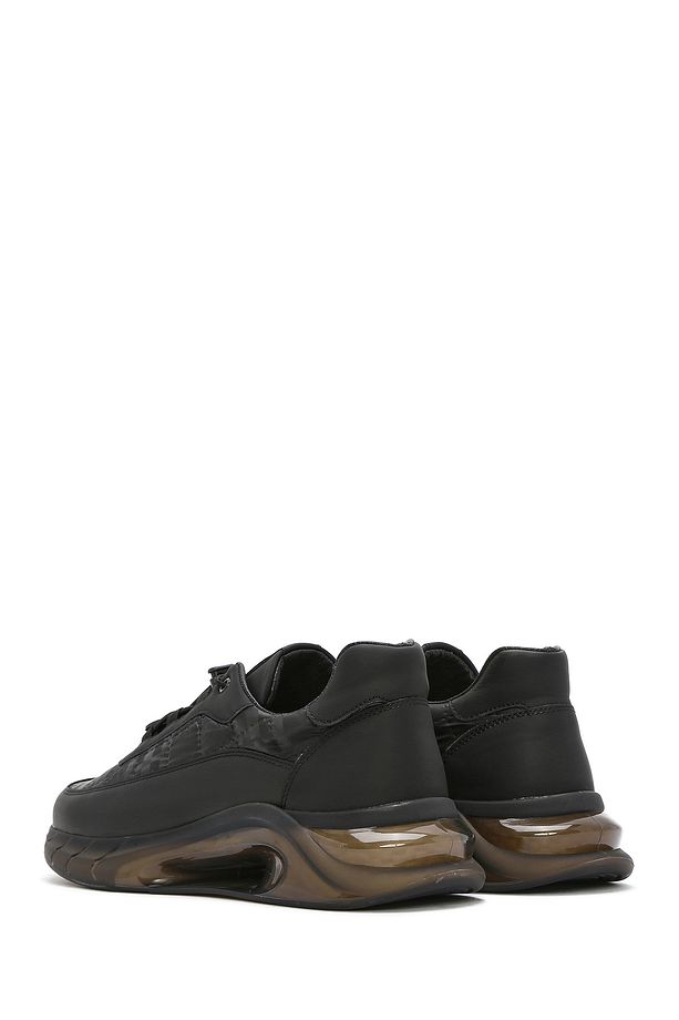 Erkek Siyah Bağcıklı Kalın Tabanlı Deri Sneaker 25SFD640914 - 5