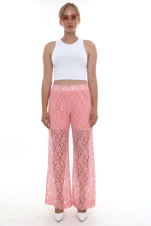 ŞORT ASTARLI PEMBE DANTEL PANTOLON - 1