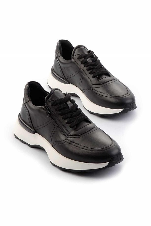 Siyah Hakiki Deri Erkek Sneaker E01350709503 - 1