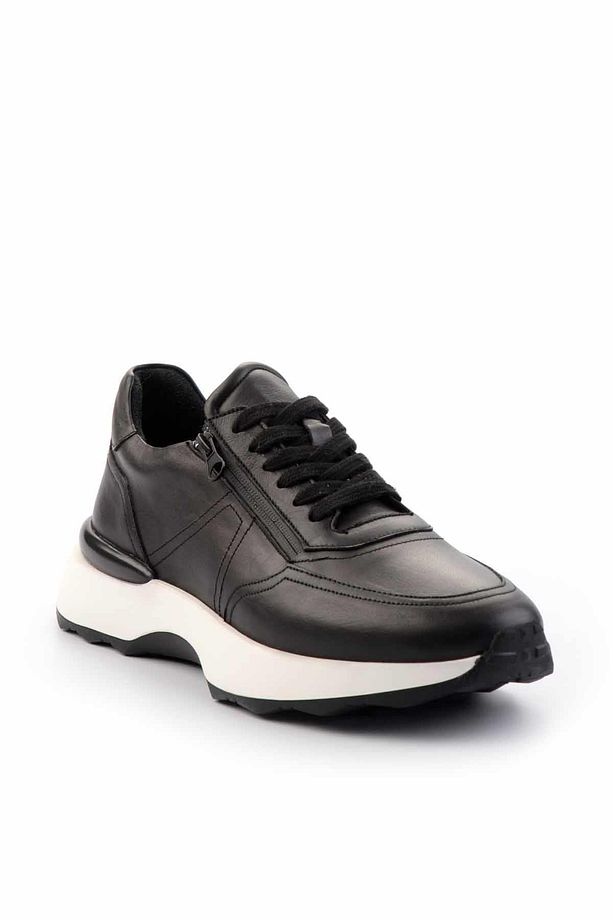 Siyah Hakiki Deri Erkek Sneaker E01350709503 - 3